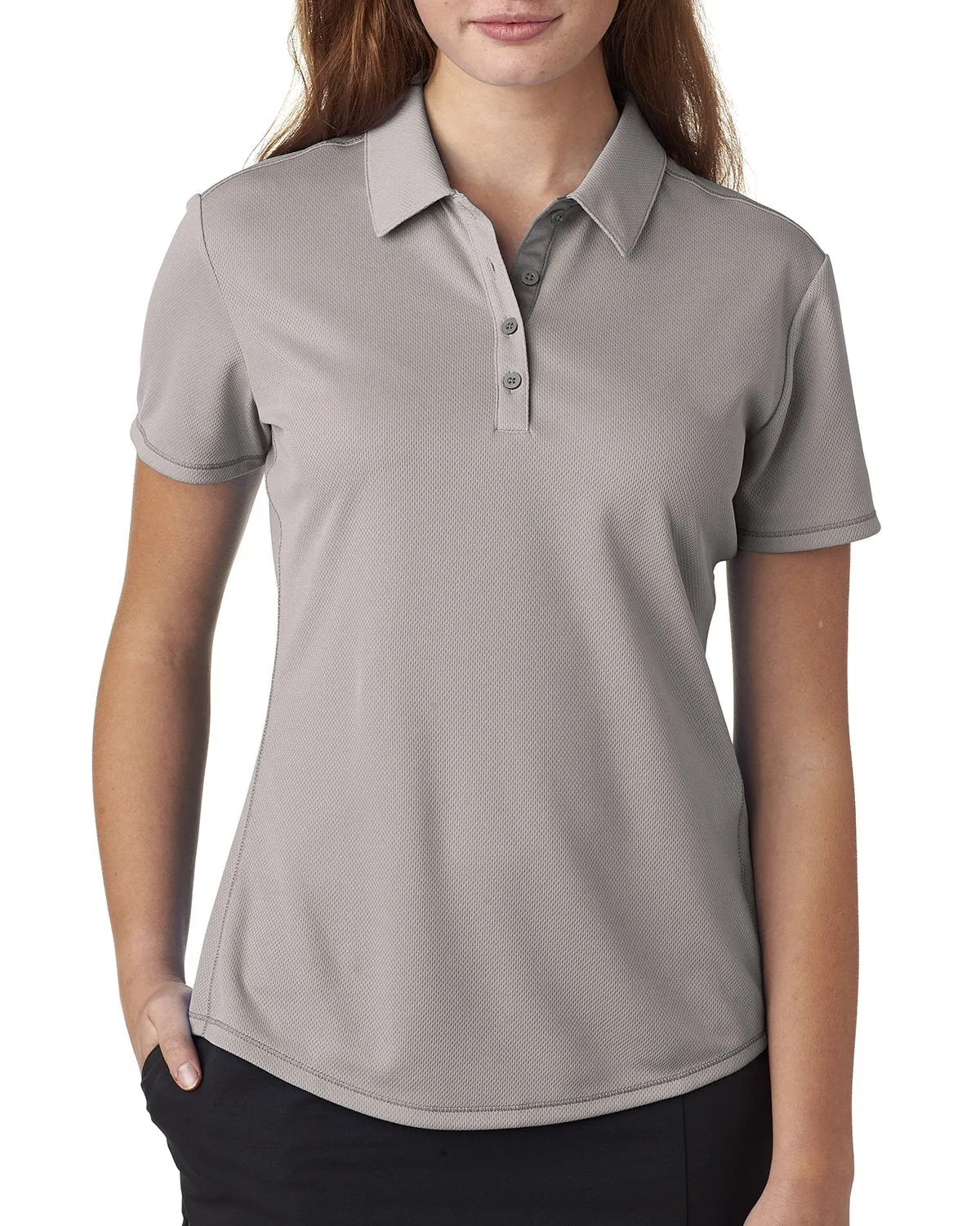 adidas Golf Ladies' climacool Mesh Color Hit Polo A222 MID GRY/ VIS GRY