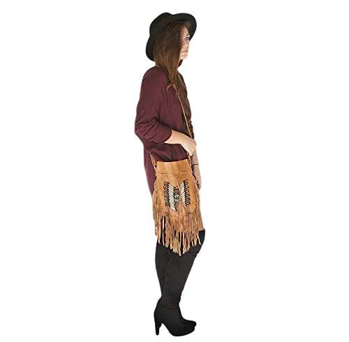 Beaded Leather Fringed Handcrafted Western Bag