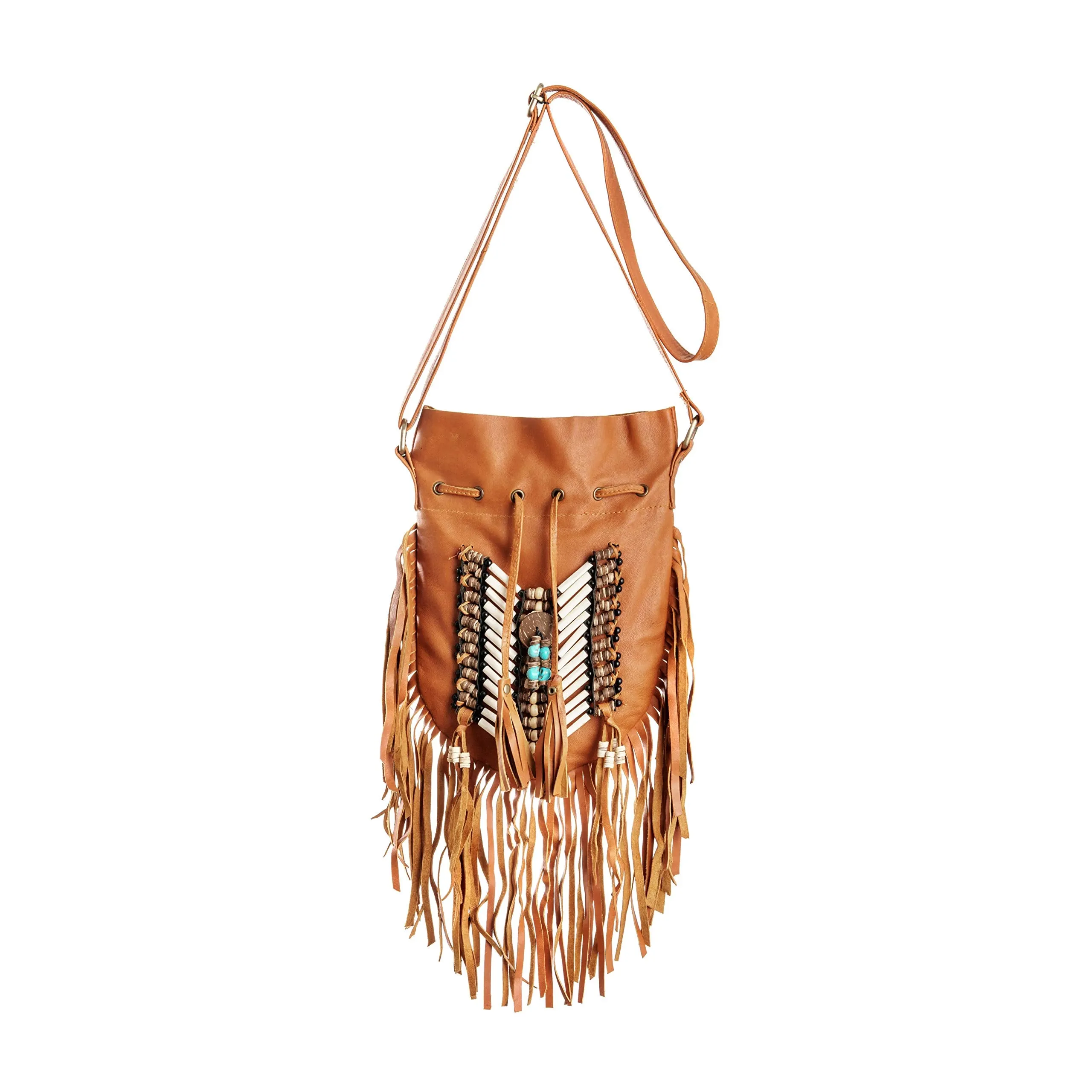 Beaded Leather Fringed Handcrafted Western Bag