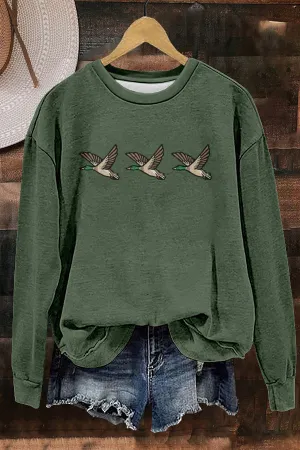 Classic Wild Ducks Print Sweatshirt