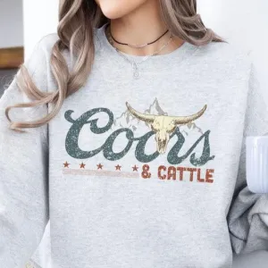 Coors and Cattle Western, Fleece Sweatshirt