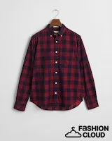 Gant Mens Cord check shirt Ruby