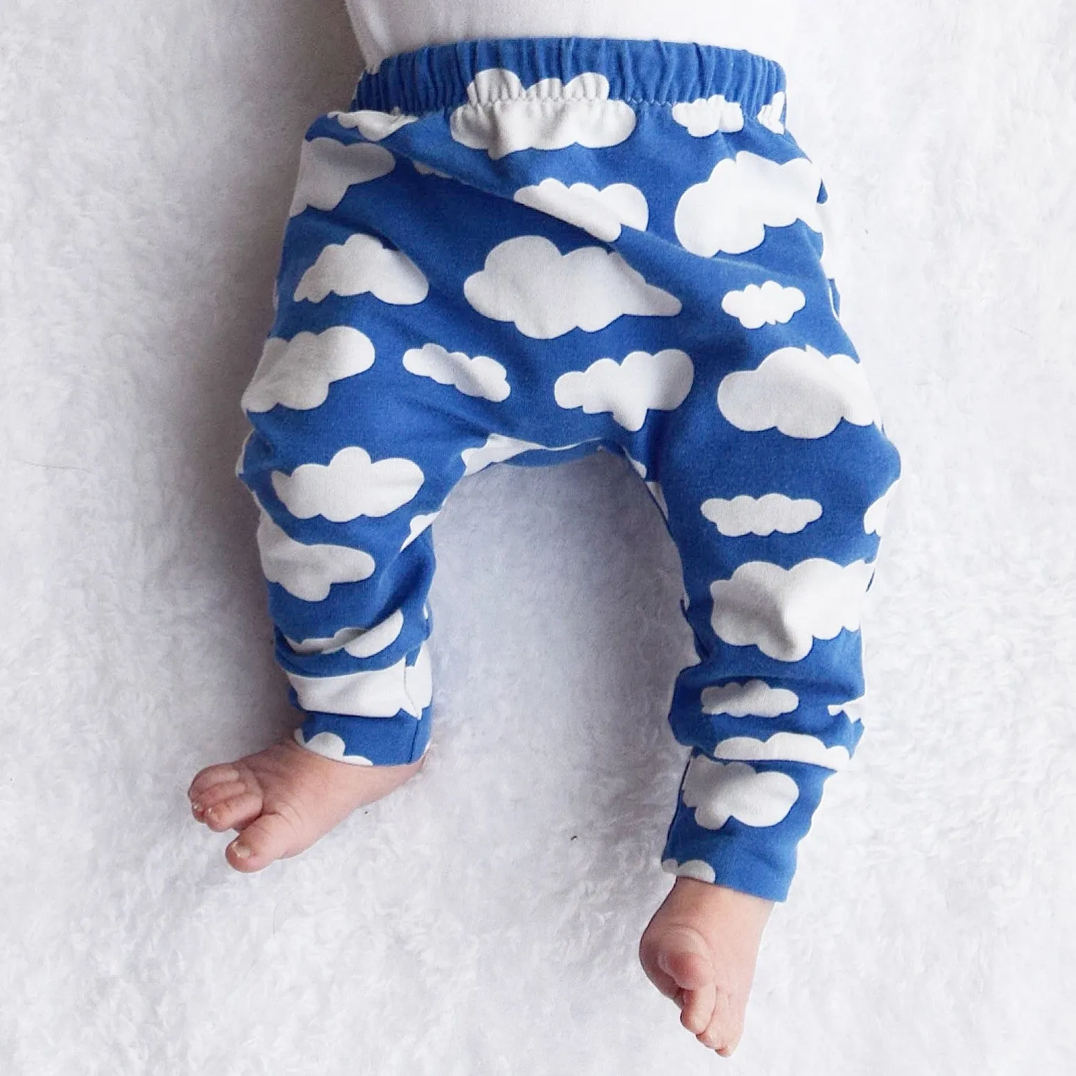 Grey Cloud Print Baby Leggings