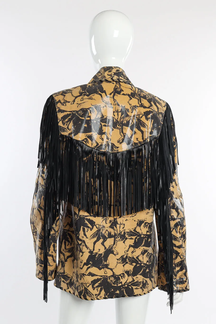 Horse Print Leather Fringe Blazer