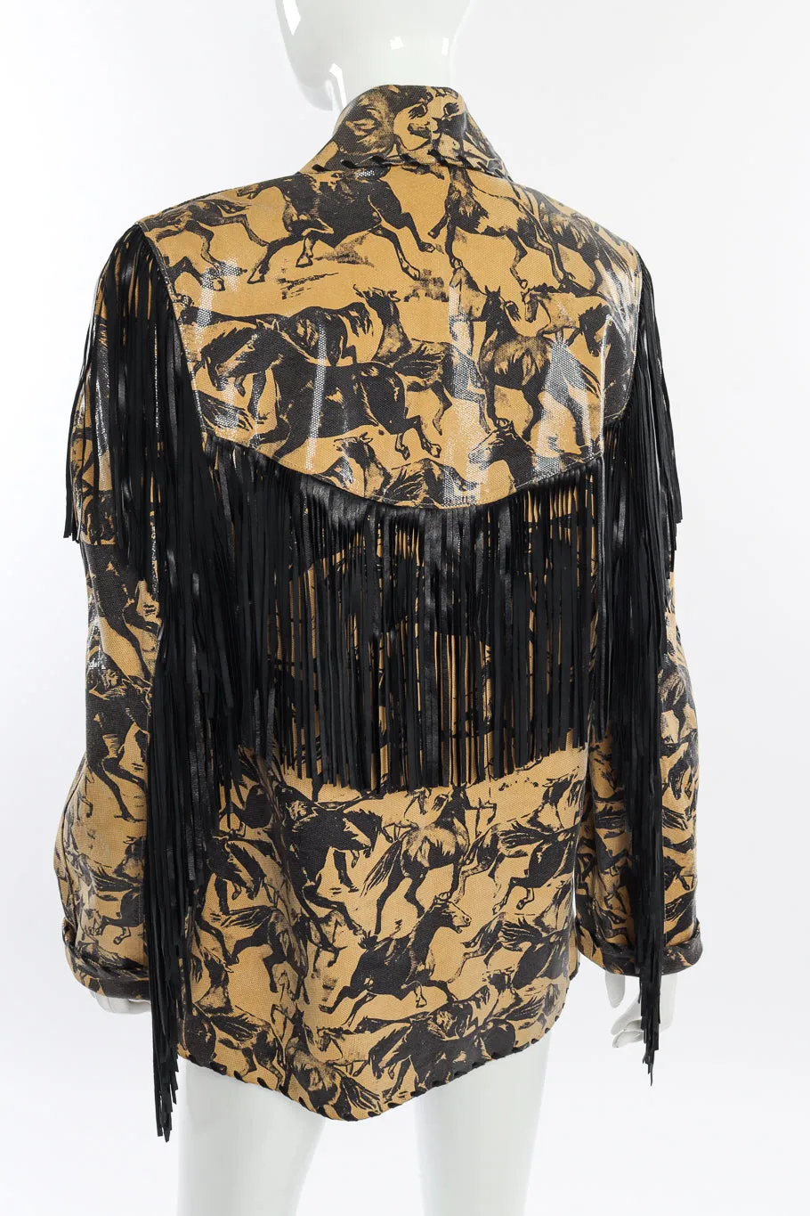 Horse Print Leather Fringe Blazer