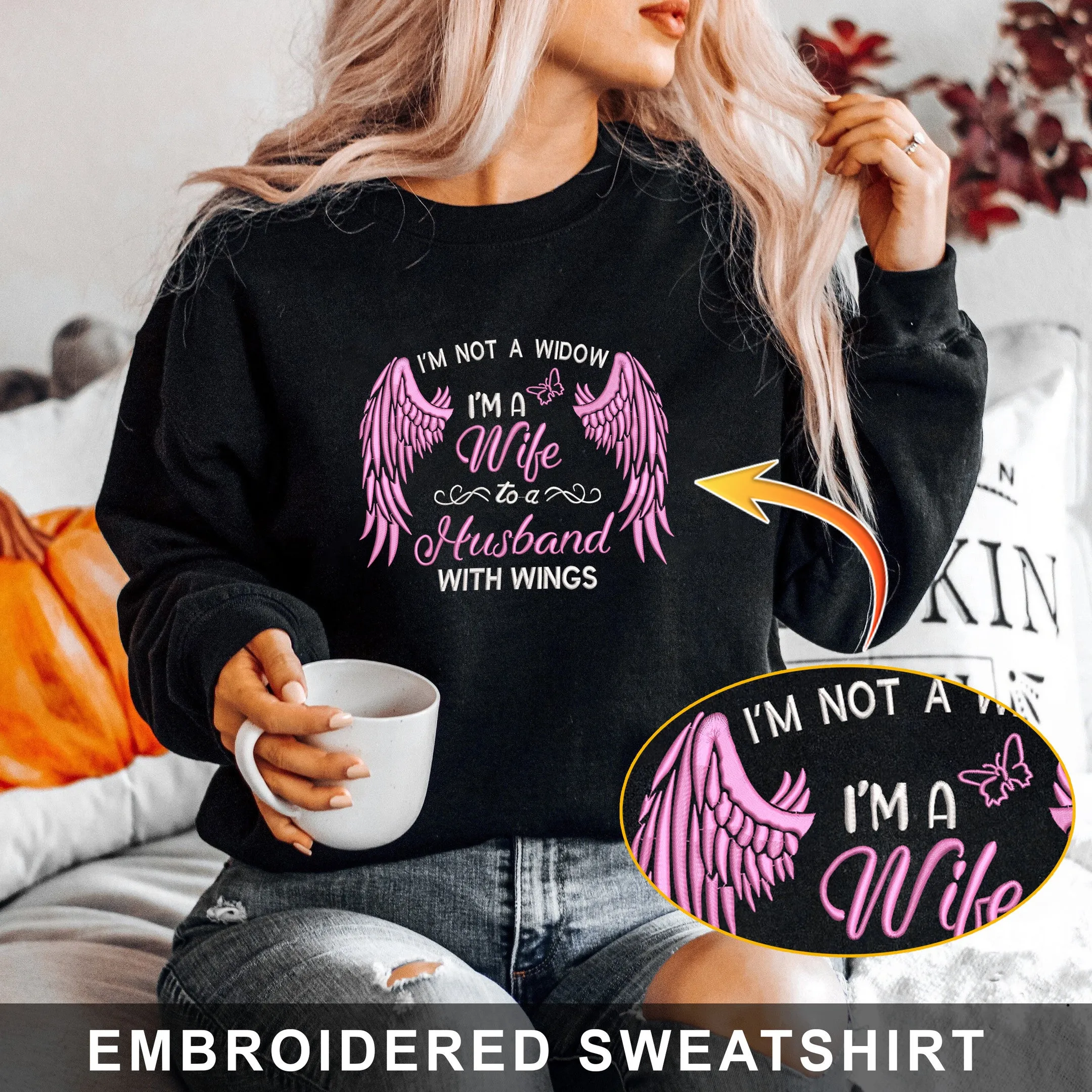 I'm Not A Widow Embroidered Hoodie, Sweatshirt
