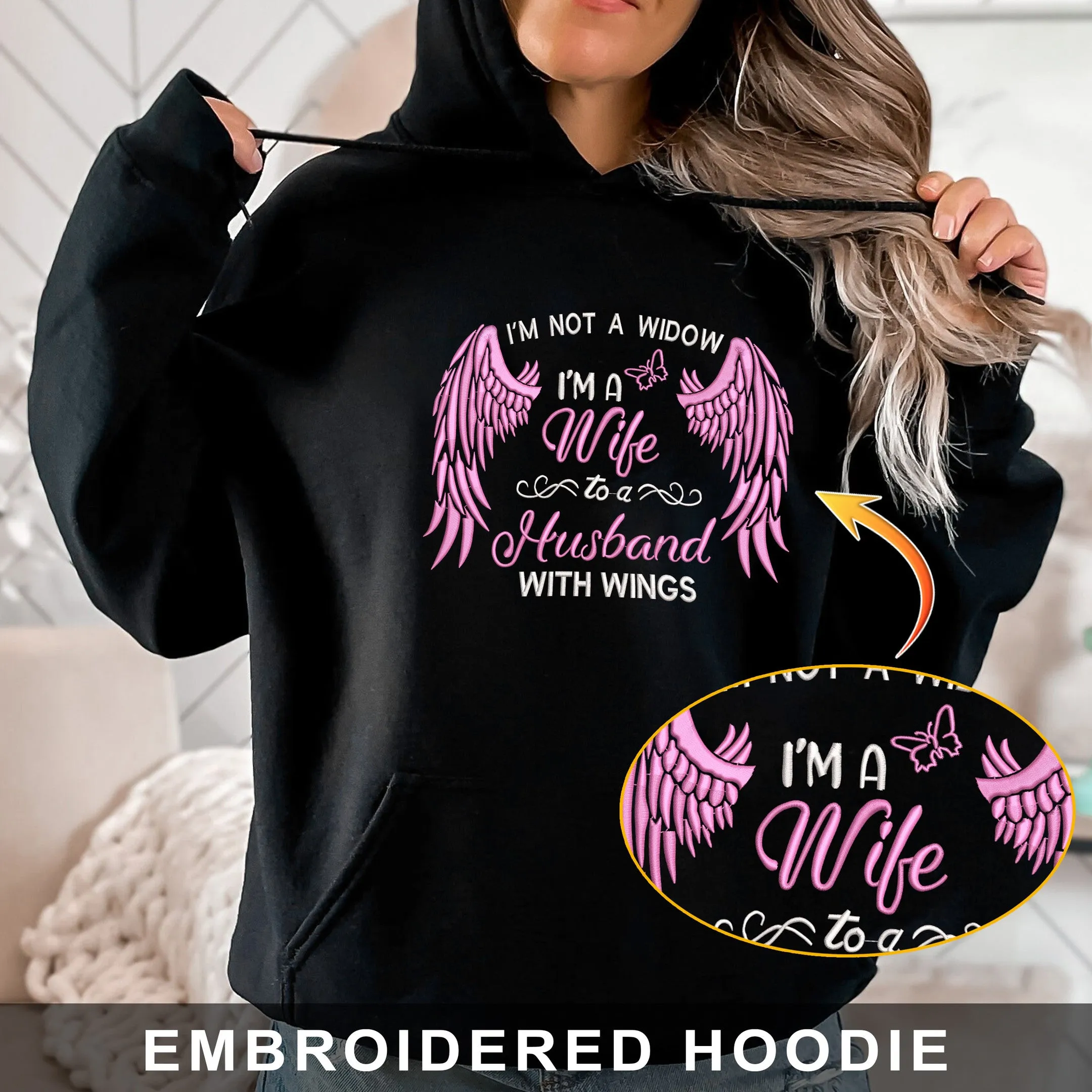 I'm Not A Widow Embroidered Hoodie, Sweatshirt