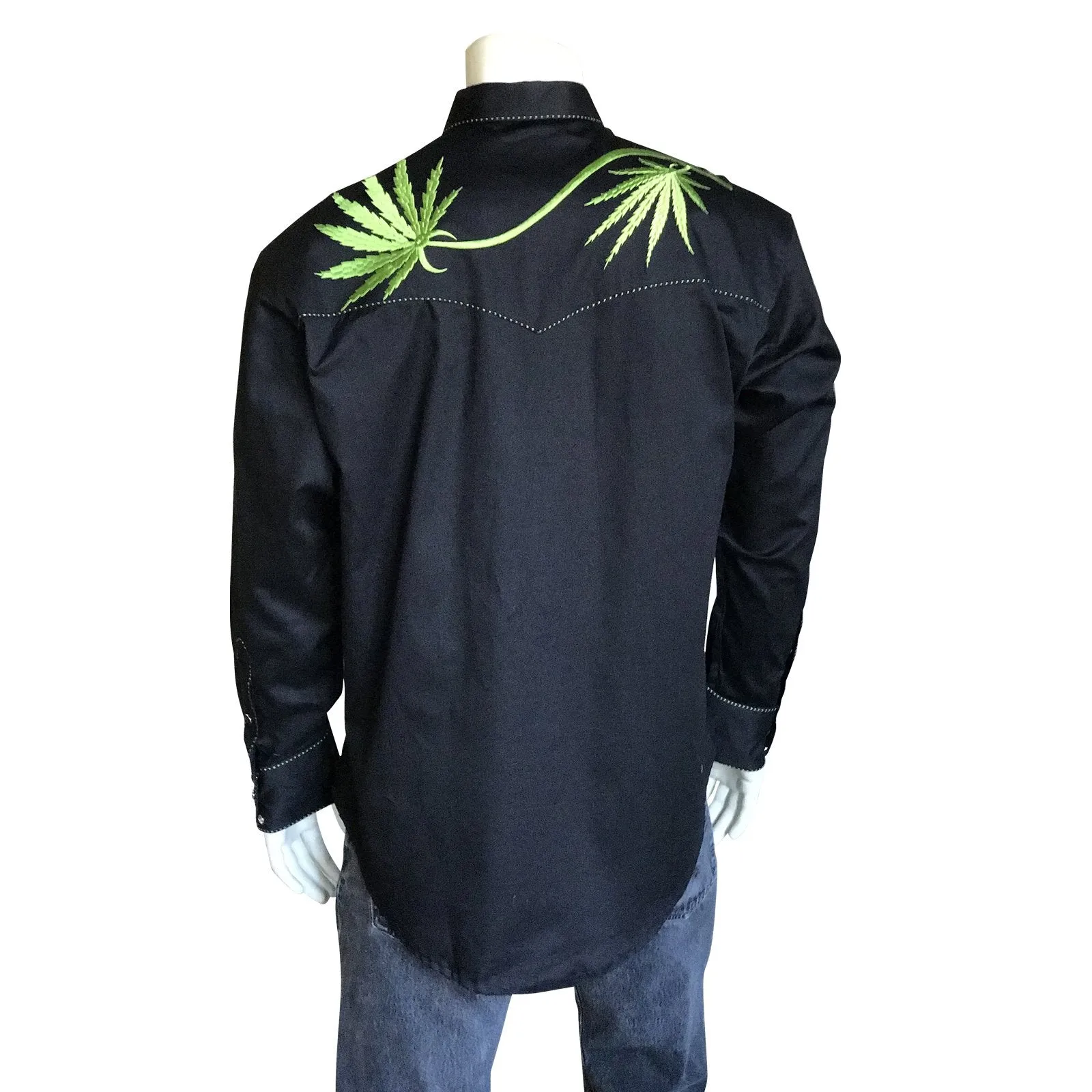 Men's Vintage Western Shirt Collection: Rockmount Cannabis Cowboy Black