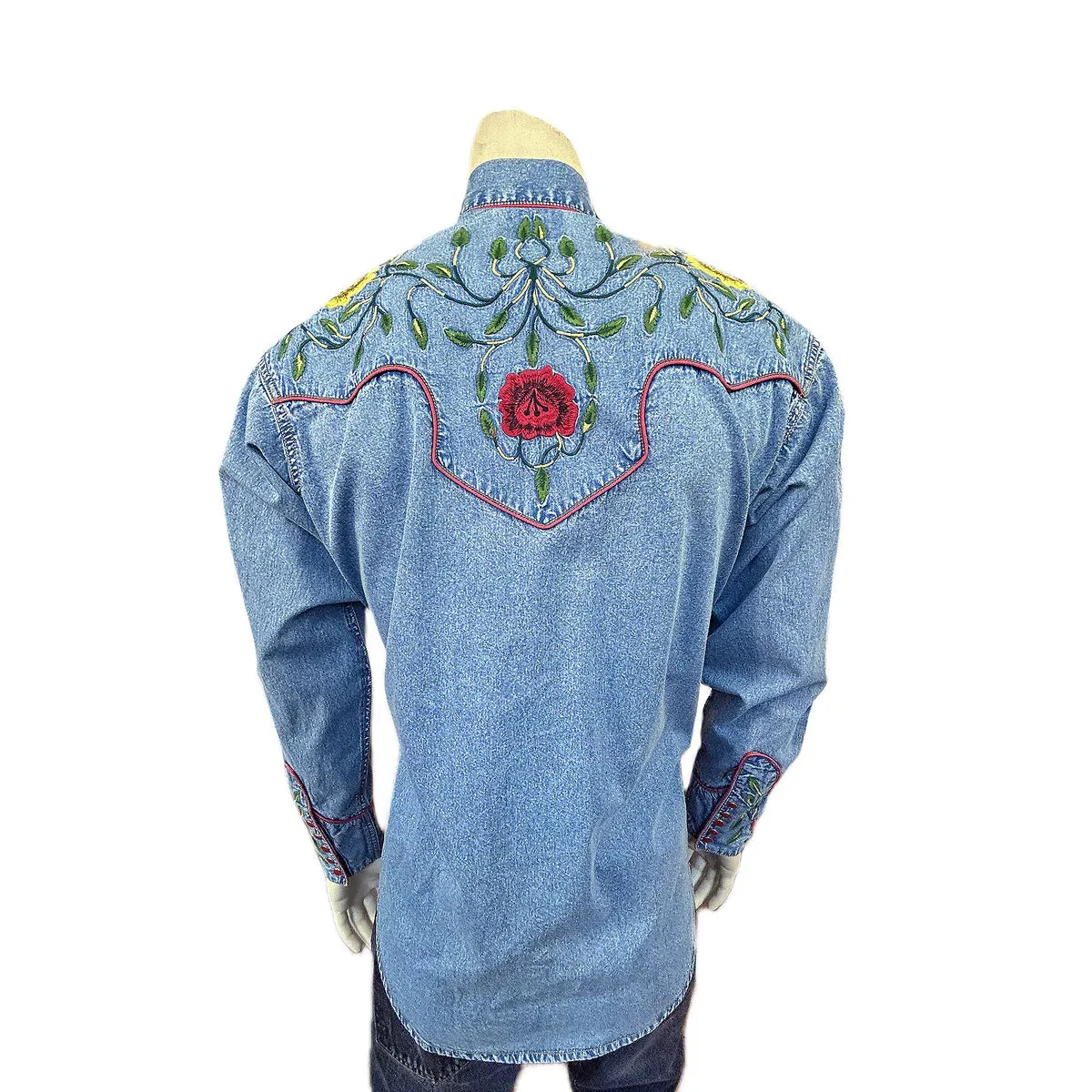 Men's Vintage Western Shirt Collection: Rockmount Fancy Floral Denim