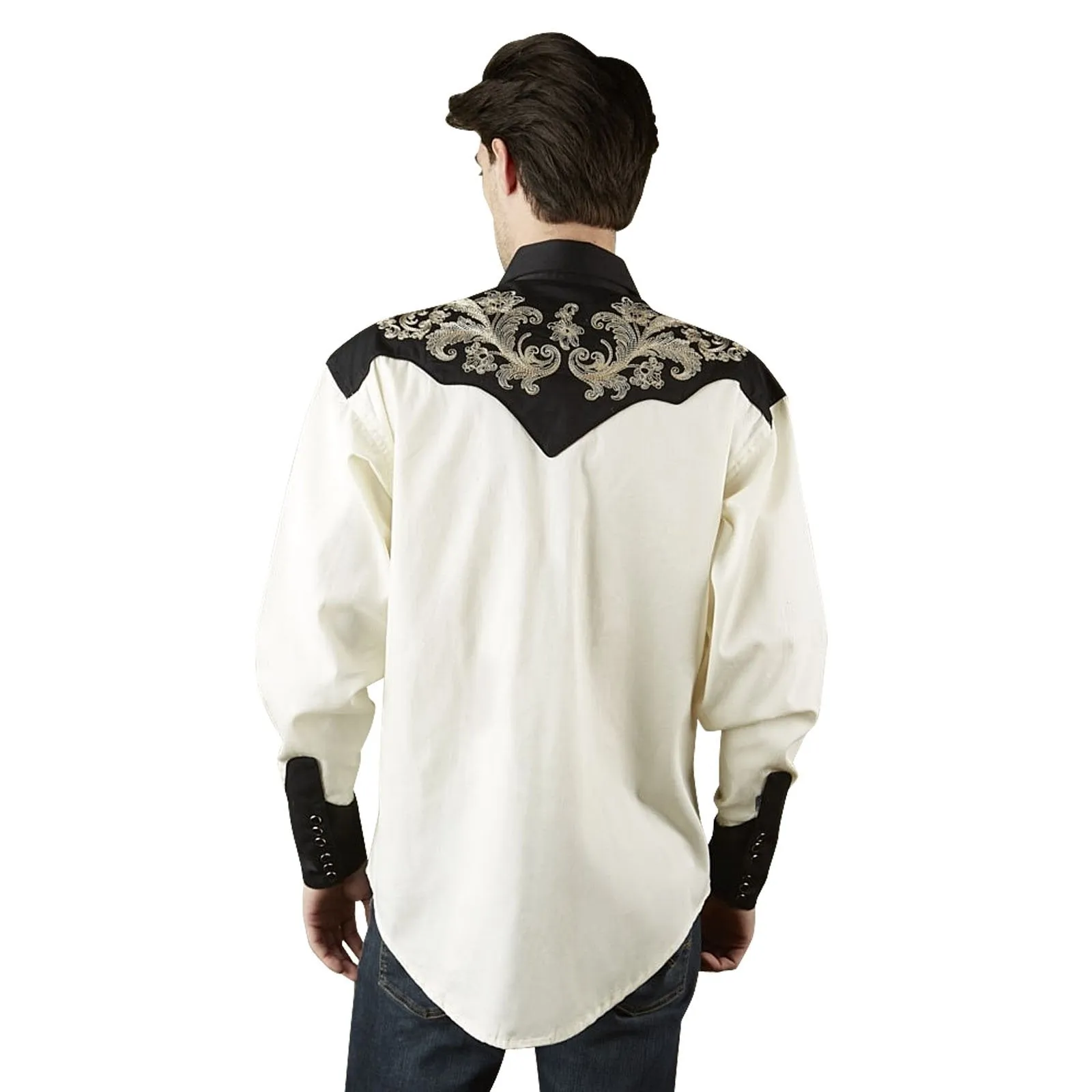 Men's Vintage Western Shirt Collection: Rockmount Fancy Floral on Ivory