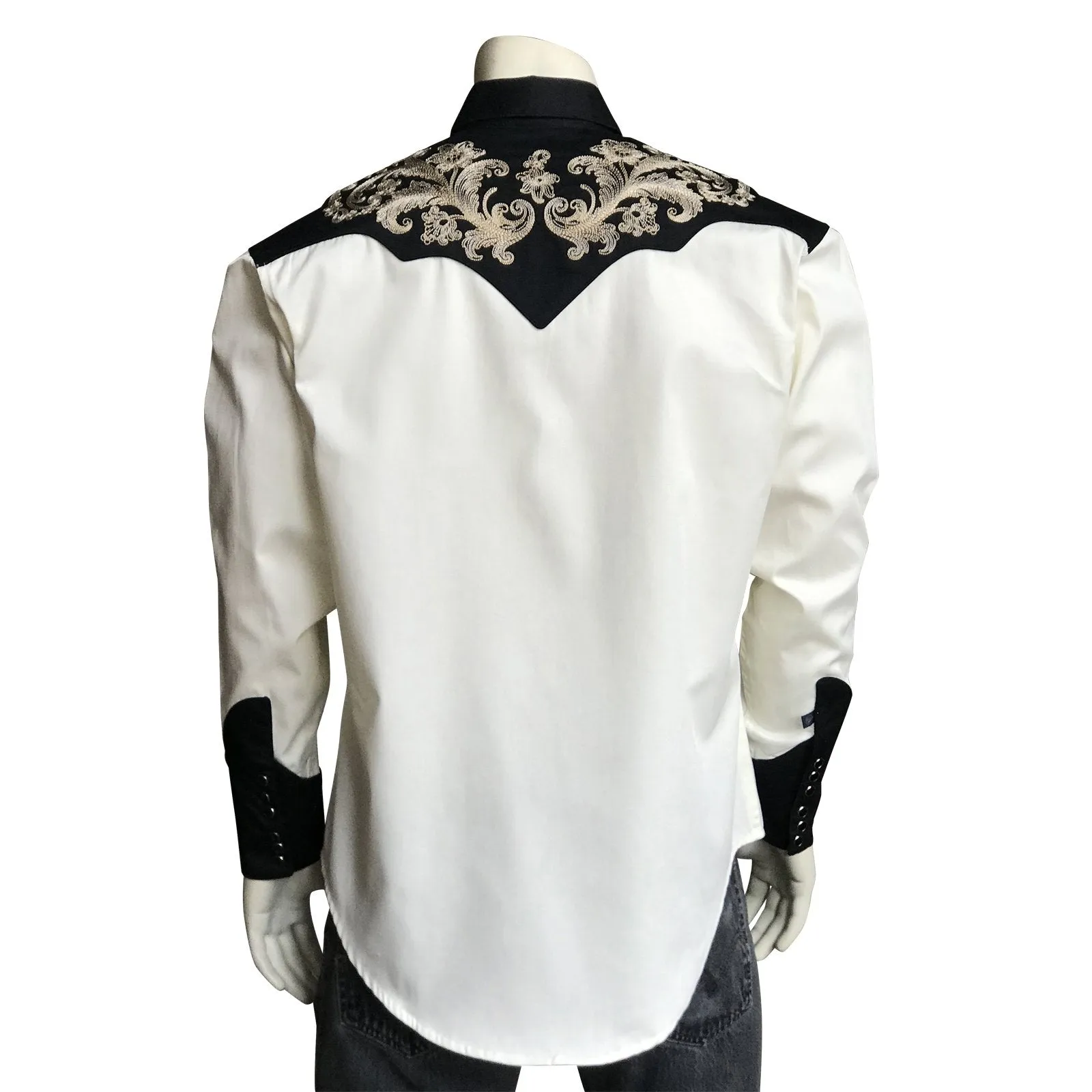 Men's Vintage Western Shirt Collection: Rockmount Fancy Floral on Ivory