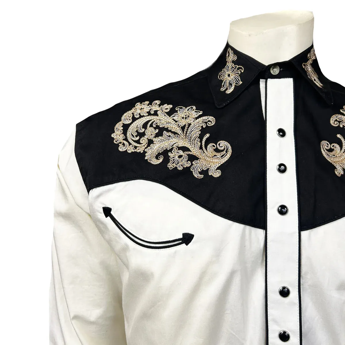 Men's Vintage Western Shirt Collection: Rockmount Fancy Floral on Ivory