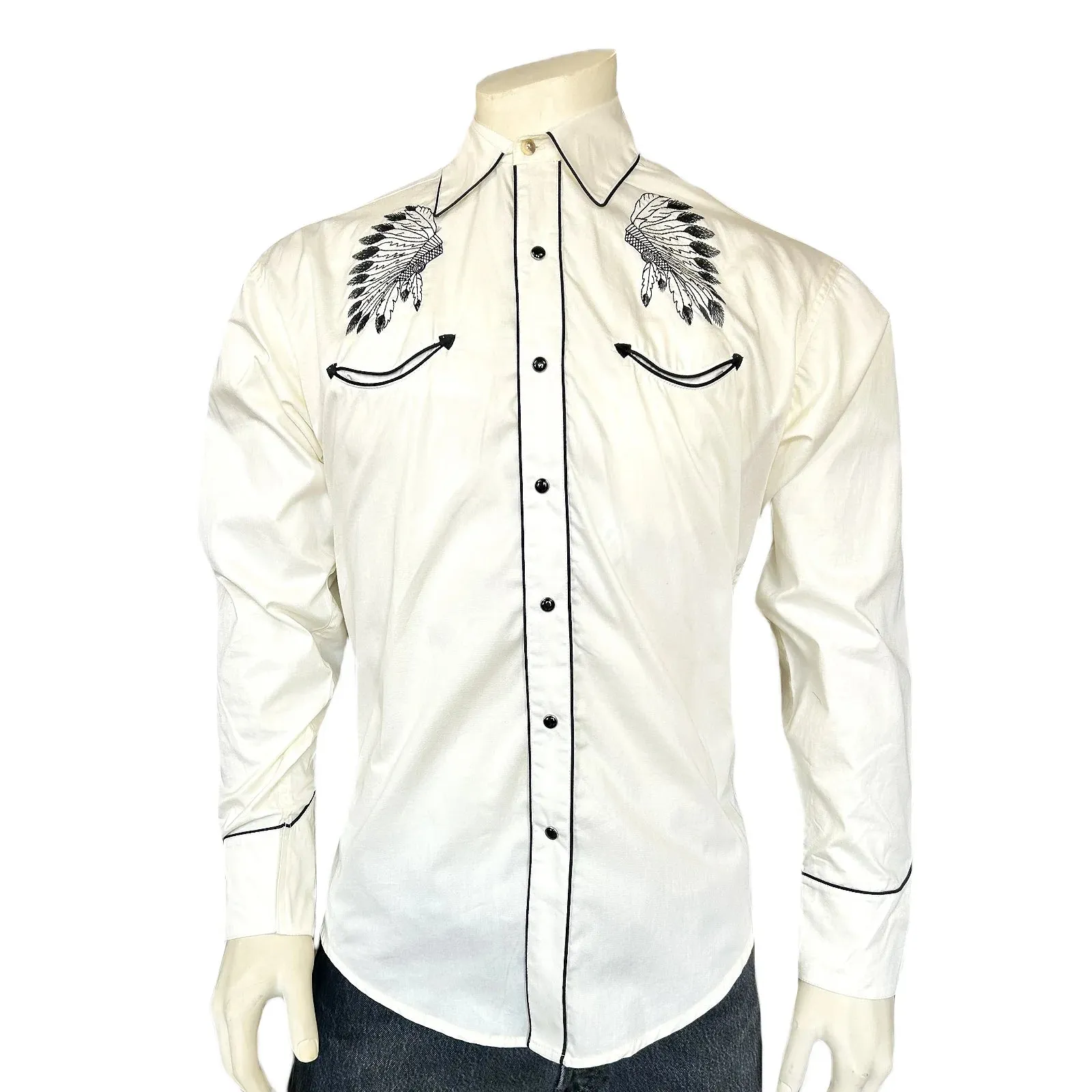 Men's Vintage Western Shirt Collection: Rockmount Warbonnet Ivory