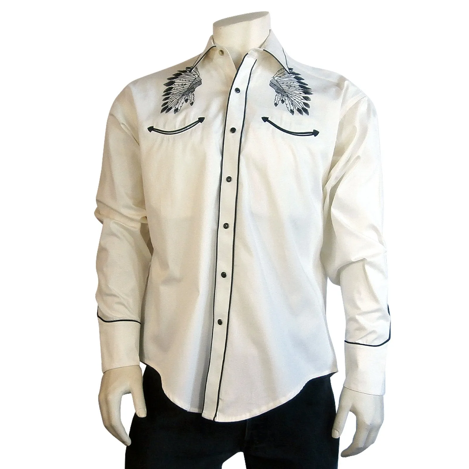 Men's Vintage Western Shirt Collection: Rockmount Warbonnet Ivory
