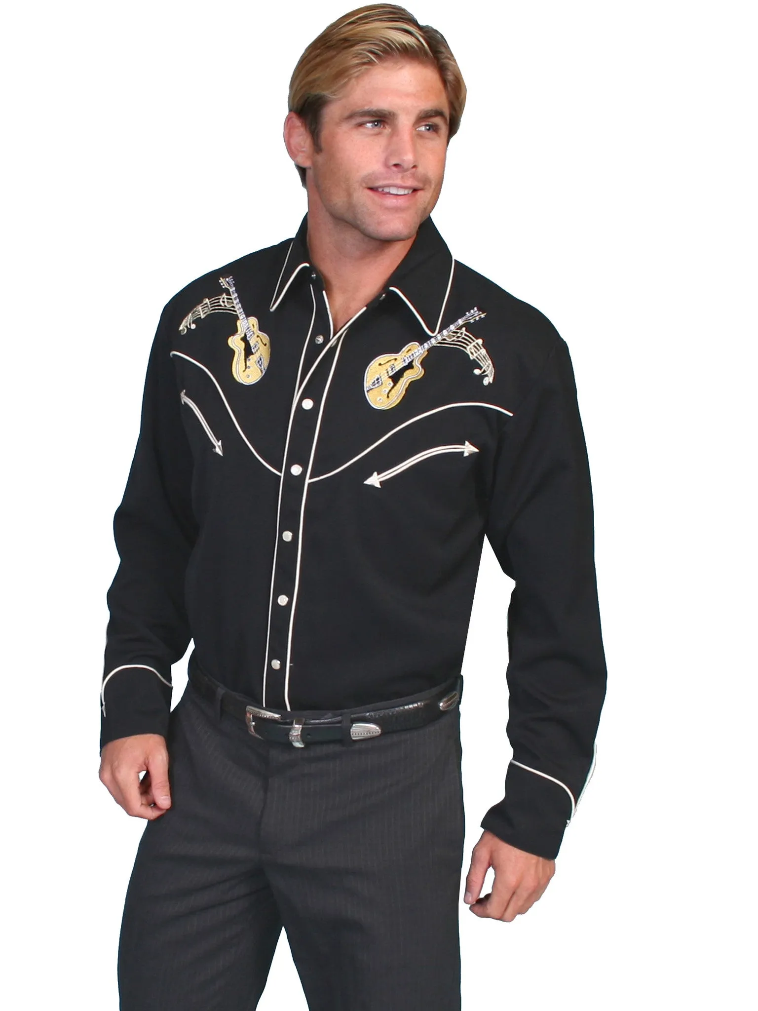 Men's Vintage Western Shirt Collection: Scully Cars & Guitars