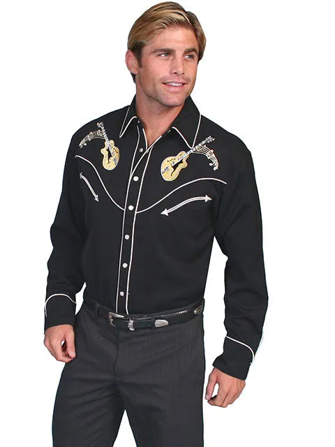 Men's Vintage Western Shirt Collection: Scully Cars & Guitars