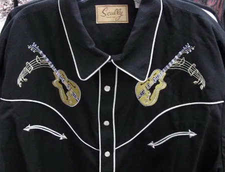 Men's Vintage Western Shirt Collection: Scully Cars & Guitars