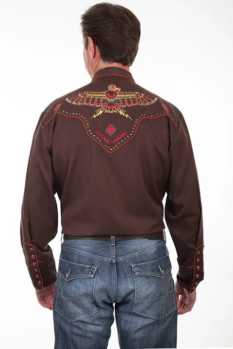 Men's Vintage Western Shirt Collection: Scully Embroidered Thunderbird