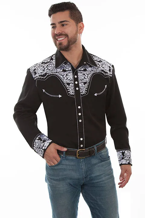 Men's Vintage Western Shirt Collection: Scully Gunfighter Black & White