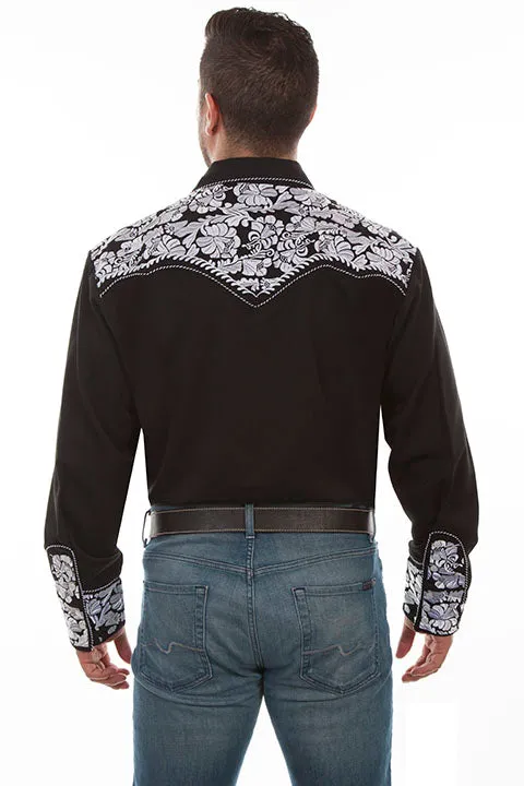 Men's Vintage Western Shirt Collection: Scully Gunfighter Black & White