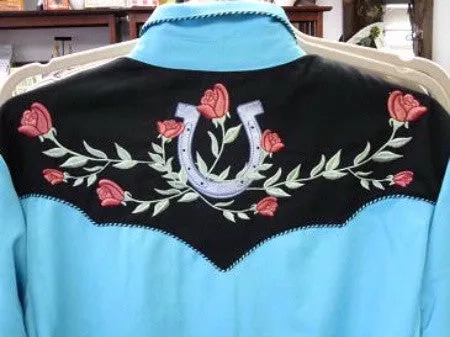 Men's Vintage Western Shirt Collection: Scully Lucky Horseshoes and Roses