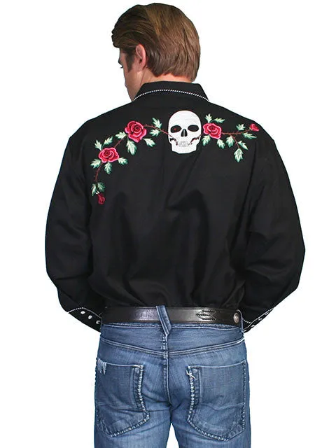 Men's Vintage Western Shirt Collection: Scully Skulls & Roses