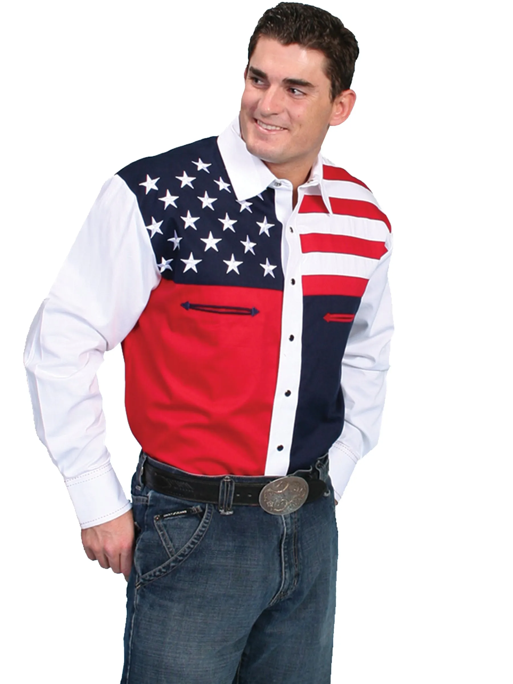 Men's Western Shirt Collection: Scully Patriotic Stars and Stripes