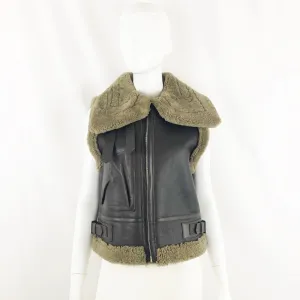 NEW Sandro Shearling Leather Vest Designer Size Small