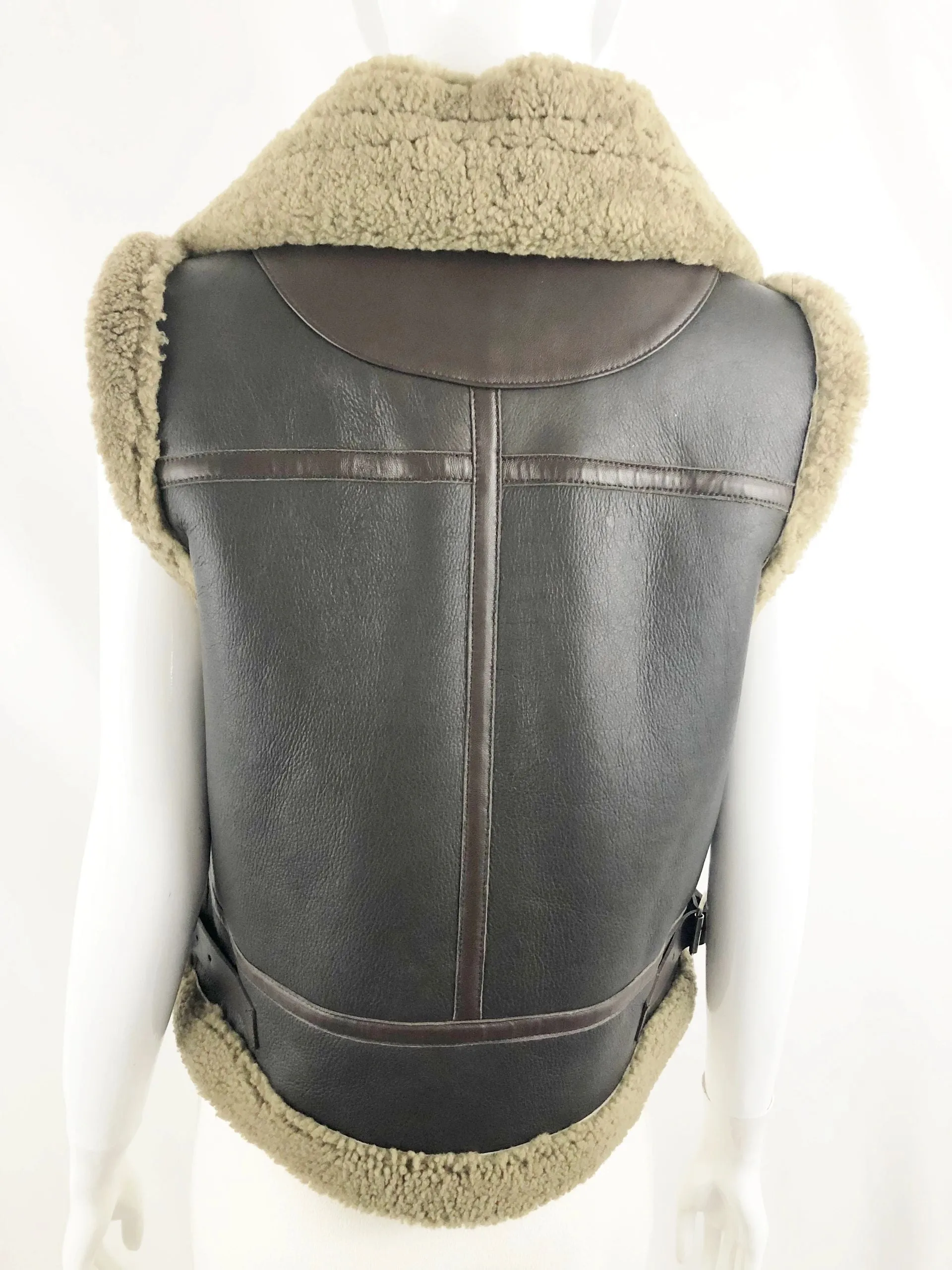 NEW Sandro Shearling Leather Vest Designer Size Small