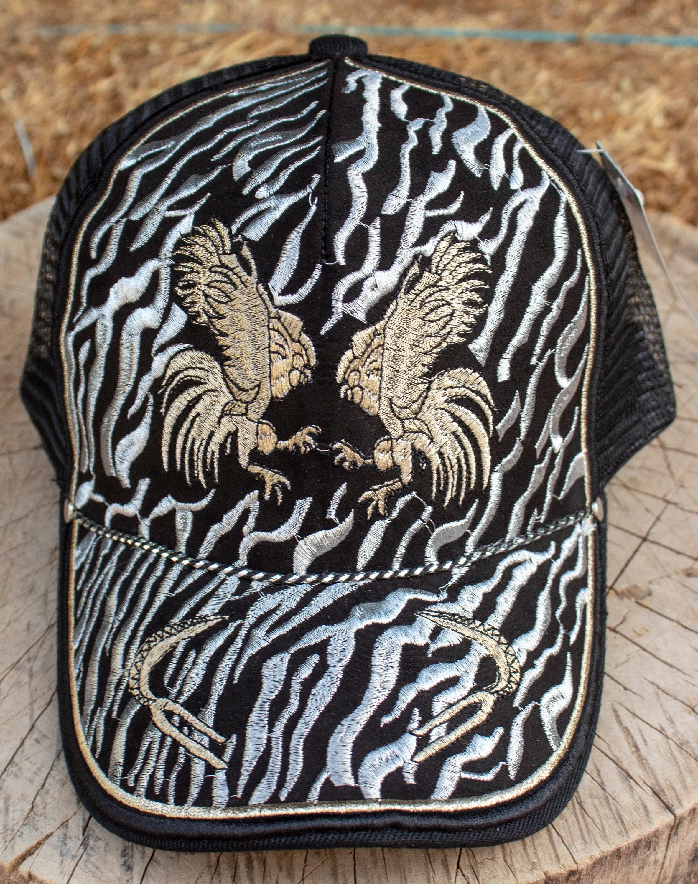 ROOSTER Gallo Cockfighting western EMBROIDERED HAT adjustable trucker mesh cap